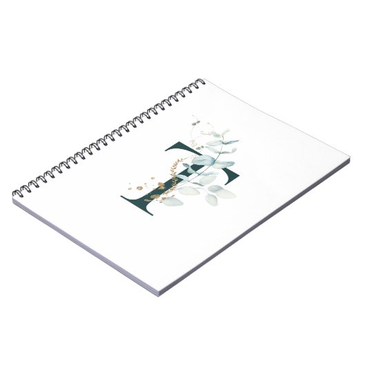 Brief T Eucalyptus en Gold Monogramed Notitieboek (Linkerzijde)