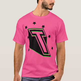 Brief T Kapitaalbrief Lettering in formulier T-shirt