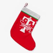 Brief T Kerstmonogram Initiaal Naam Rood Wit Kleine Kerstsok (Voorkant (Hangend))