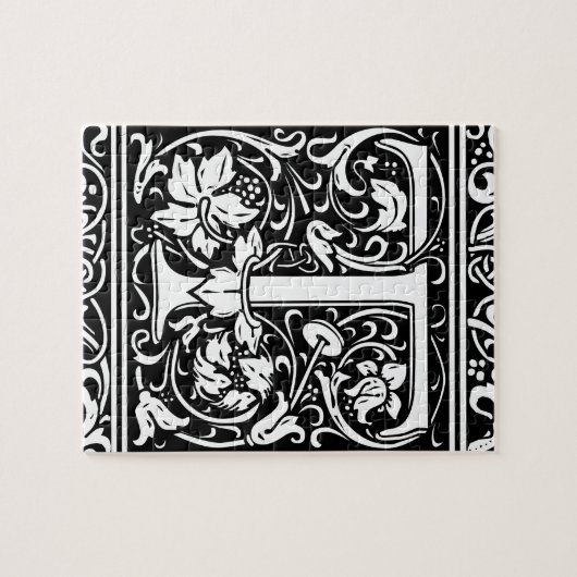 Brief T Medieval Monogram  Initiaal Legpuzzel (Horizontaal)