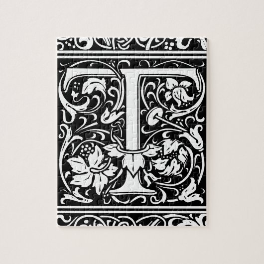 Brief T Medieval Monogram  Initiaal Legpuzzel (Verticaal)