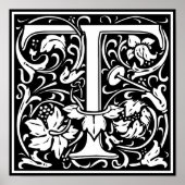 Brief T Medieval Monogram  Initiaal Poster (Voorkant)