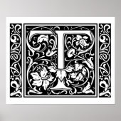 Brief T Medieval Monogram  Initiaal Poster (Voorkant)