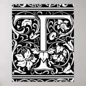 Brief T Medieval Monogram  Initiaal Poster (Voorkant)