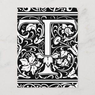 Brief T Middeleeuws Monogram Art Nouveau Briefkaart