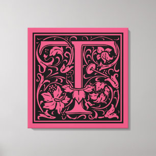 Brief T Middeleeuws Monogram Art Nouveau Canvas Afdruk