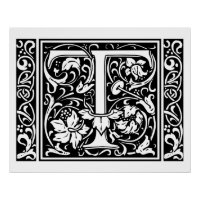 Brief T Middeleeuws Monogram Art Nouveau