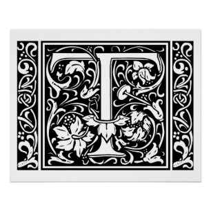 Brief T Middeleeuws Monogram Art Nouveau Perfect Poster