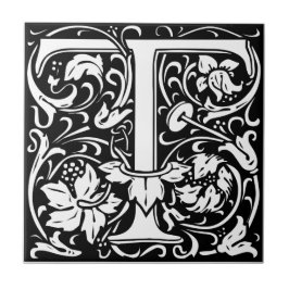 Brief T Middeleeuws Monogram Art Nouveau Tegeltje