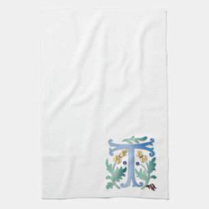 Brief T Monogram Fleur de lis Theedoek
