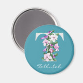 Brief T | Naam | Floral White Metallic Monogram M Magneet (Voorkant / Achterkant)