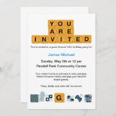 Brief Tiles Blue Birthday Uitnodiging (Voorkant / Achterkant)