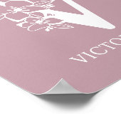 Brief V Floral Monogram Naam Nursery Modern Poster (Hoek)