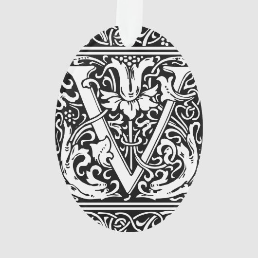Brief V Middeleeuws Monogram Art Nouveau Ornament (achterkant)