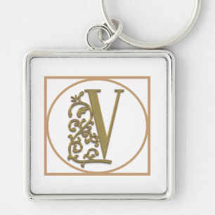 BRIEF V MONOGRAM Beauful Wedding New Home Gift Sleutelhanger