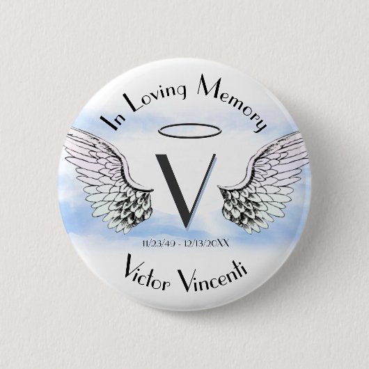Brief V | Naam toevoegen | Memorial Ronde Button 5,7 Cm (Voorkant)