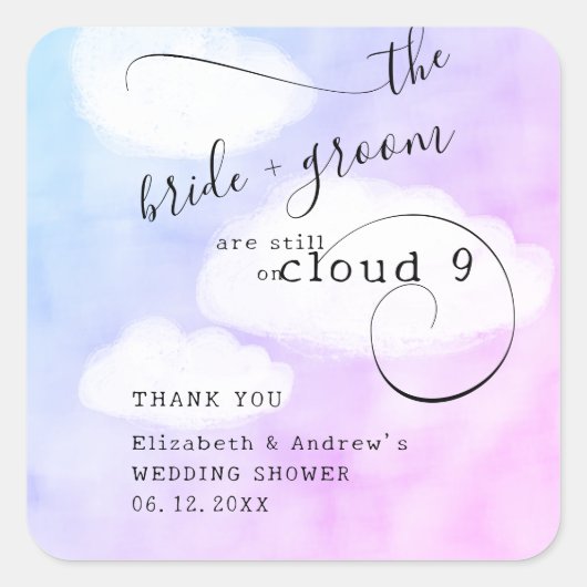 Brief van Cloud 9 Humor Wedding Shower Hartelijk d Vierkante Sticker (Voorkant)