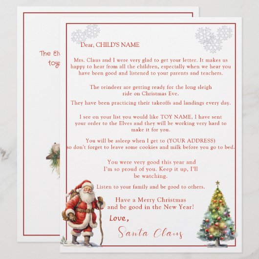 Brief van de Kerstman (Voorkant / Achterkant)