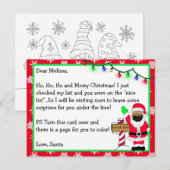 Brief van de Kerstman voor Kinderen + Kleurenpagin Briefkaart (Voorkant / Achterkant)