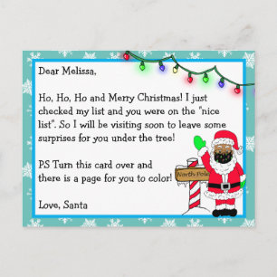 Brief van de Kerstman voor Kinderen + Kleurenpagin Briefkaart