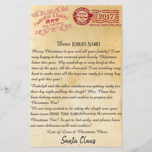 Brief van de Santa | Noordpoolbrieven Briefpapier (Voorkant)
