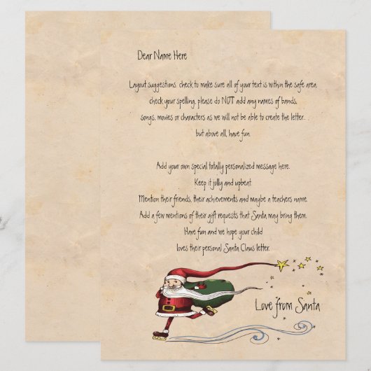 Brief van de Santa Personalized (Voorkant / Achterkant)