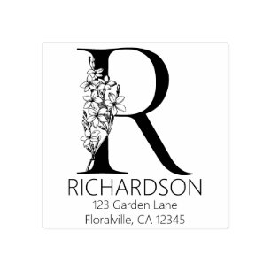 Brief van Floral - R - Retouradres Monogram Rubberstempel