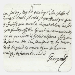 Brief van George II aan de hertog van Newcastle Vierkante Sticker