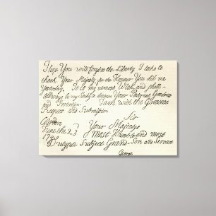 Brief van George III aan zijn grootvader Canvas Afdruk