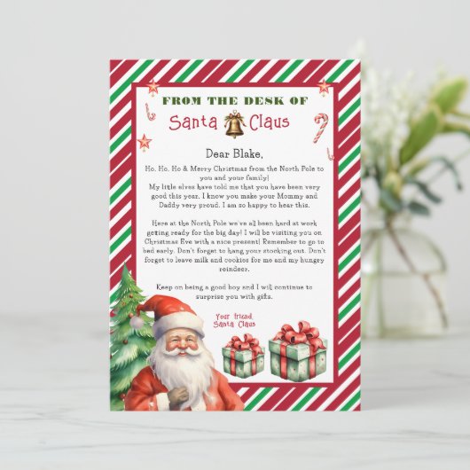 Brief van Kerstman Kerstmis Kaart (Staand voorkant)