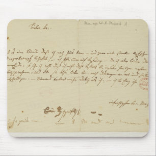 Brief van Mozart aan een hoogtepunt, januari 1786 Muismat