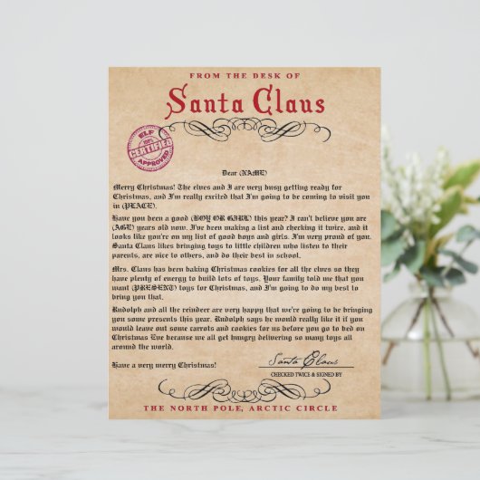 Brief van Santa (Staand voorkant)