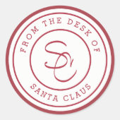 Brief van Santa Envelope Seals Ronde Sticker (Voorkant)