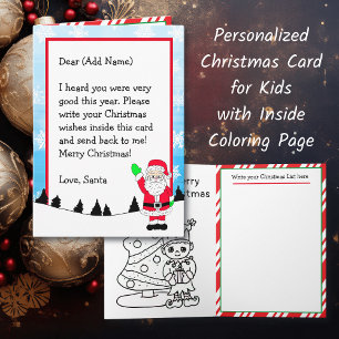 Brief van Santa Kerstlijst Pagina kleuren Kaart