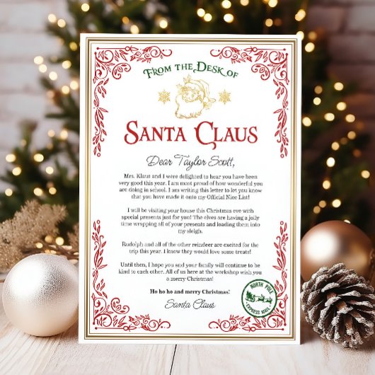 Brief van Santa, Kerstman brief voor kinderen