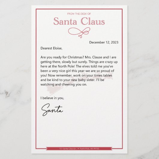 Brief van Santa Nice bewerkbaar (Voorkant)