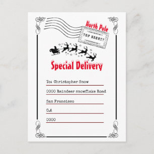 Brief van Santa North Pole reactie kinder Briefkaart