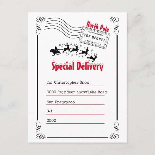 Brief van Santa North Pole reactie kinder Briefkaart (Voorkant)