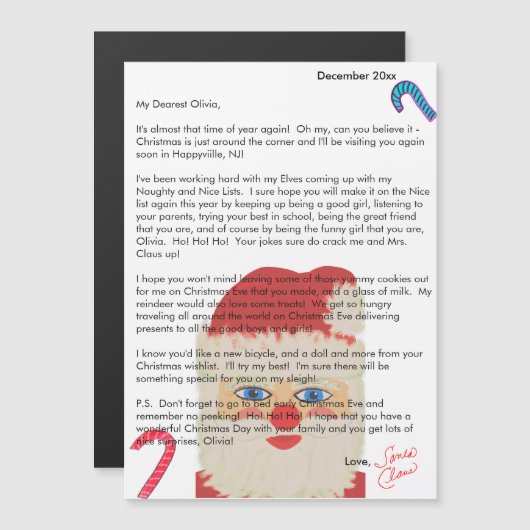 Brief van Sinterklaas Candy Canes Kindernaam (Voorkant / Achterkant)