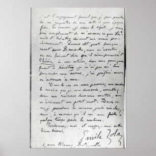 Brief van Zola aan Edouard Manet 1868 Poster