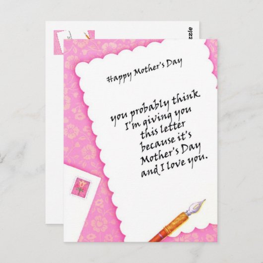 Brief voor mijn moeder briefkaart (Voorkant / Achterkant)