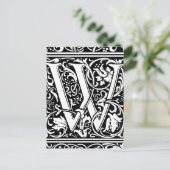 Brief W Middeleeuws Monogram Art Nouveau Briefkaart (Staand voorkant)