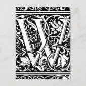 Brief W Middeleeuws Monogram Art Nouveau Briefkaart (Voorkant)