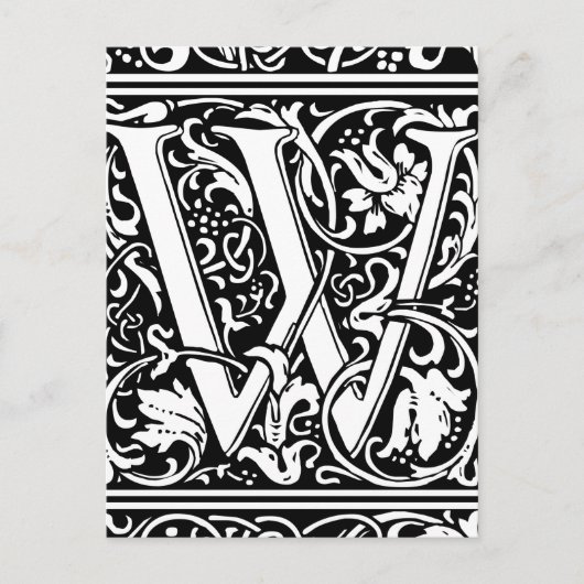 Brief W Middeleeuws Monogram Art Nouveau Briefkaart (Voorkant)