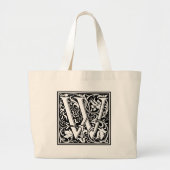 Brief W Middeleeuws Monogram Art Nouveau Grote Tote Bag (Voorkant)