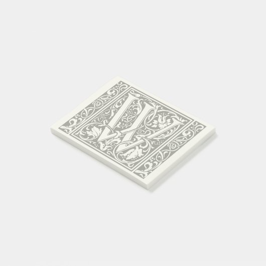 Brief W Middeleeuws Monogram Art Nouveau Post-it® Notes (Schuin)