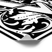 Brief W Middeleeuws Monogram Art Nouveau Poster (Hoek)