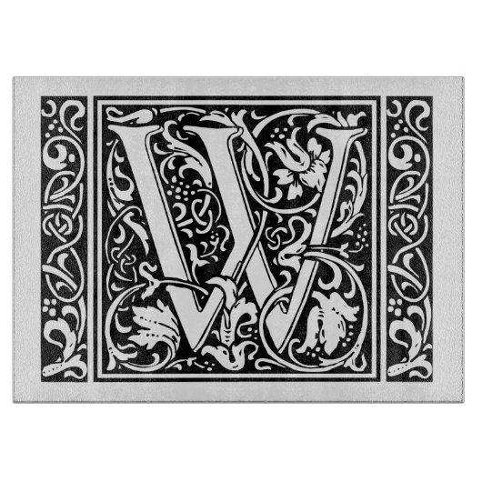 Brief W Middeleeuws Monogram Art Nouveau Snijplank (Voorkant)