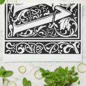 Brief W Middeleeuws Monogram Art Nouveau Theedoek (Gevouwen)