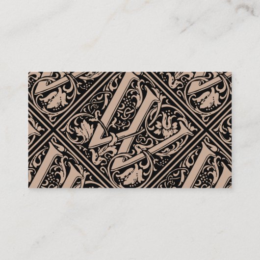 Brief W Middeleeuws Monogram Art Nouveau Visitekaartje (Achterkant)